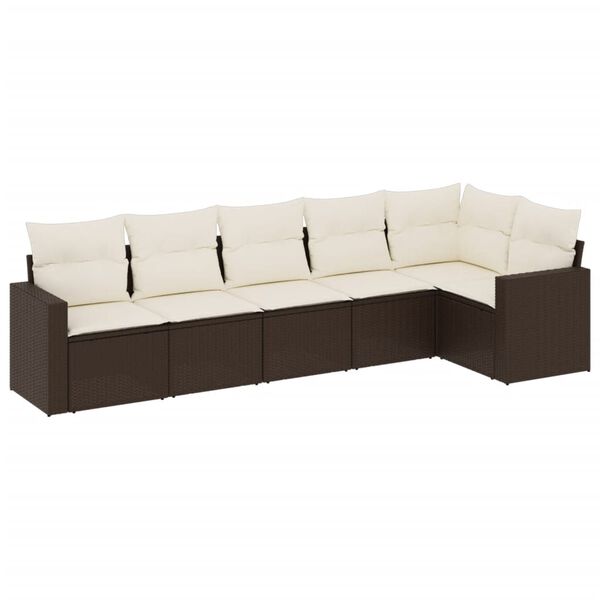 vidaXL Salon de jardin avec coussins 6 pcs marron r&eacute;sine tress&eacute;e