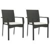 vidaXL Chaises de jardin lot de 2 avec coussins R&eacute;sine tress&eacute;e Noir