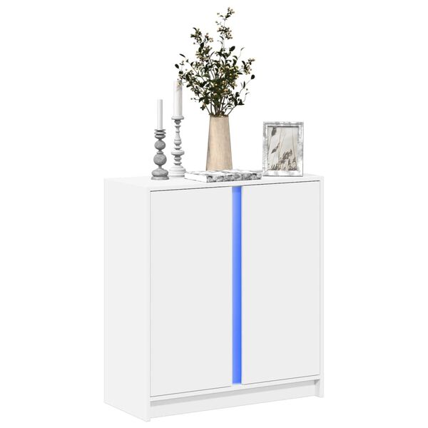 vidaXL Buffet avec LED blanc 77x34x85 cm bois d'ing&eacute;nierie
