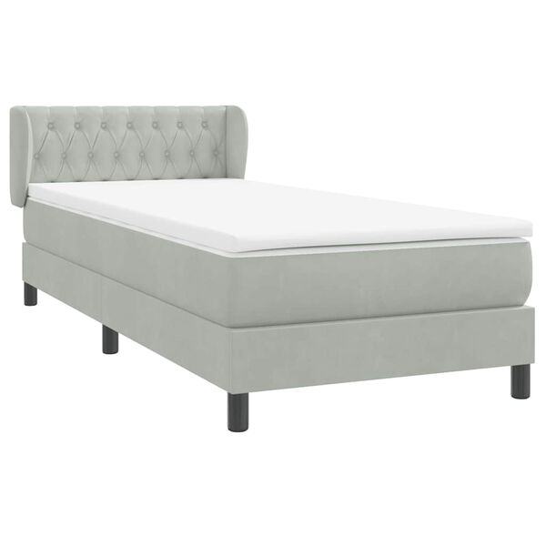 vidaXL Sommier &agrave; lattes de lit et matelas gris clair 80x220 cm velours
