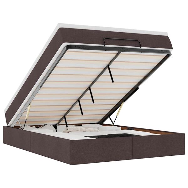 VidaXL Cadre de lit ottoman avec matelas marron fonc&eacute; 140x190 cm tissu