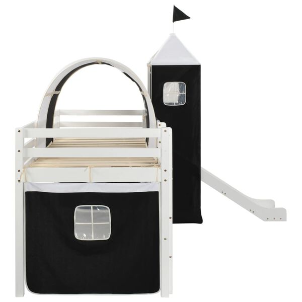 vidaXL Lit mezzanine d'enfants avec toboggan et échelle Pin 97x208 cm