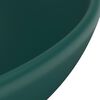 vidaXL Lavabo rond de salle de bain Vert fonc&eacute; mat 32,5x14cm C&eacute;ramique