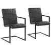 vidaXL Chaises &agrave; manger cantilever lot de 2 noir cuir v&eacute;ritable