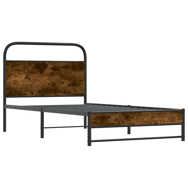 vidaXL Cadre de lit sans matelas 100x200 cm ch&ecirc;ne fum&eacute; bois ing&eacute;nierie