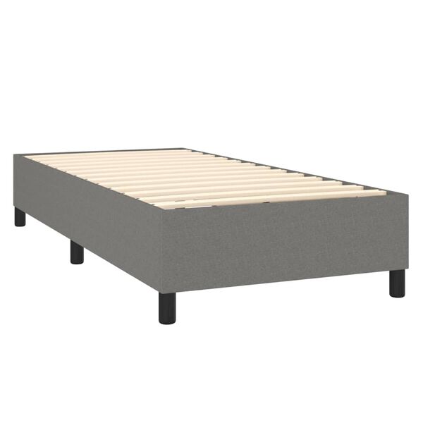 vidaXL Sommier &agrave; lattes de lit et matelas Gris fonc&eacute; 90x190 cm Tissu