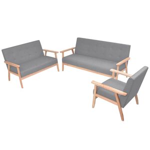 vidaXL Ensemble de canap&eacute;s 3 pcs Tissu Gris clair