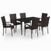 vidaXL Ensemble &agrave; manger de jardin 7 pcs Marron et noir