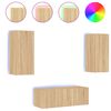 vidaXL Unit&eacute;s murales TV avec LED 4 pcs ch&ecirc;ne sonoma bois d'ing&eacute;nierie
