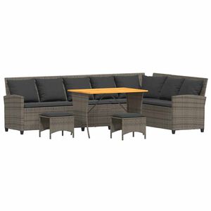 vidaXL Salon de jardin 4 pcs avec coussins forme L gris r&eacute;sine tress&eacute;e