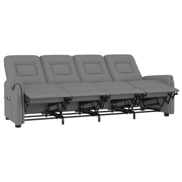 vidaXL Fauteuil de massage inclinable 4 places gris similicuir