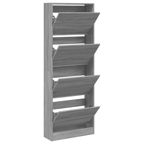 vidaXL Armoire &agrave; chaussures sonoma gris 60x21x163,5 cm bois ing&eacute;nierie