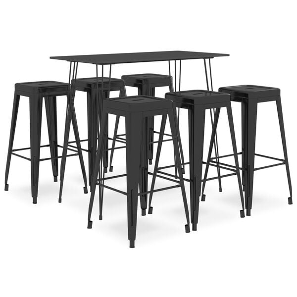 vidaXL Ensemble de bar 7 pcs Noir