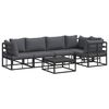 vidaXL Ensemble de canap&eacute; de jardin avec coussin 6 pcs Noir Aluminium