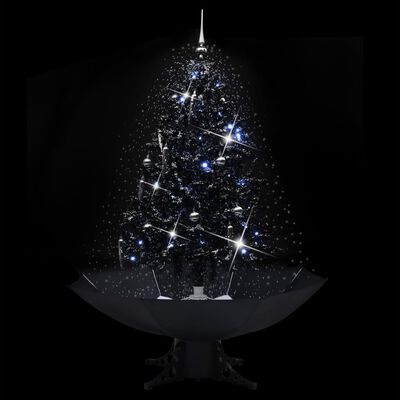 vidaXL Arbre de Noël neigeux avec base de parapluie Noir 140 cm PVC