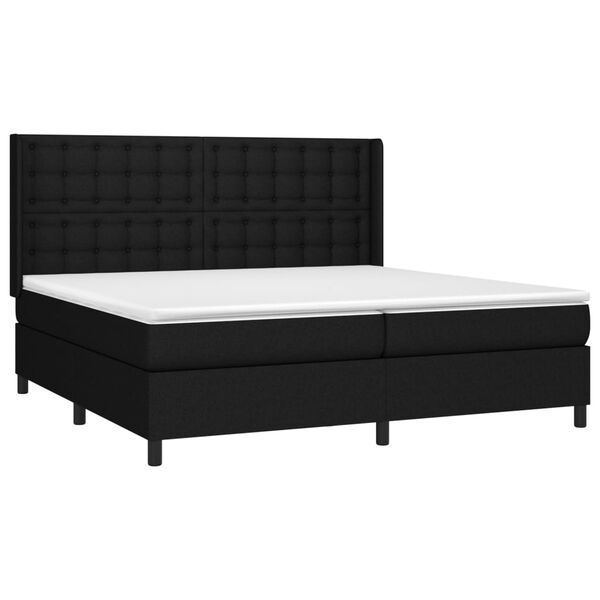 vidaXL Sommier &agrave; lattes de lit avec matelas Noir 200x200 cm Tissu