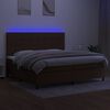 vidaXL Sommier &agrave; lattes de lit matelas et LED Marron fonc&eacute; 200x200 cm