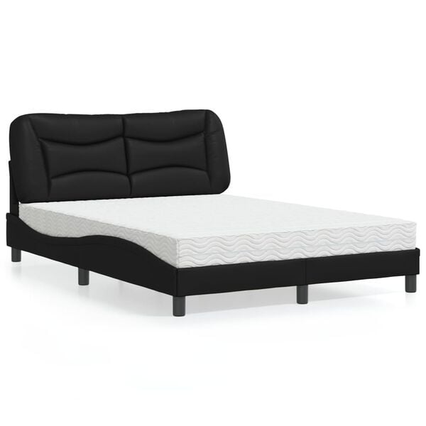 vidaXL Lit avec matelas Hvar noir 140x190 cm similicuir