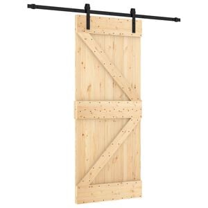 vidaXL Porte coulissante Naturel et noir 85 x 210 cm