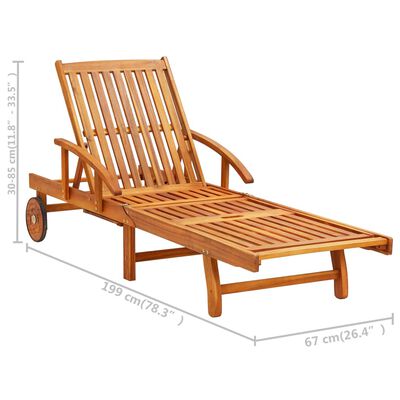 vidaXL Chaises longues lot de 2 avec coussins Bois d'acacia solide