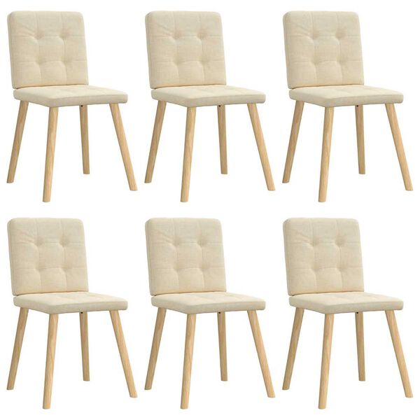 vidaXL Chaises &agrave; manger lot de 6 cr&egrave;me tissu