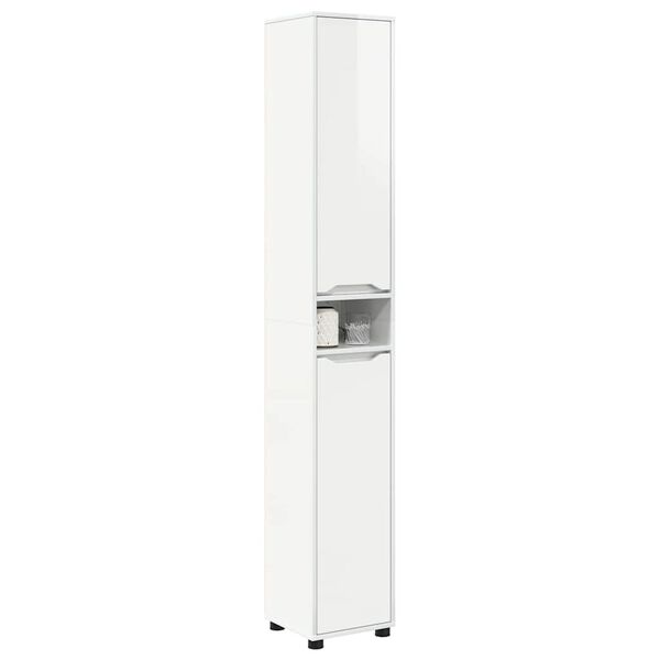 vidaXL Cabinet de salle de bain Blanc brillant 30,5 x 30 x 195 cm