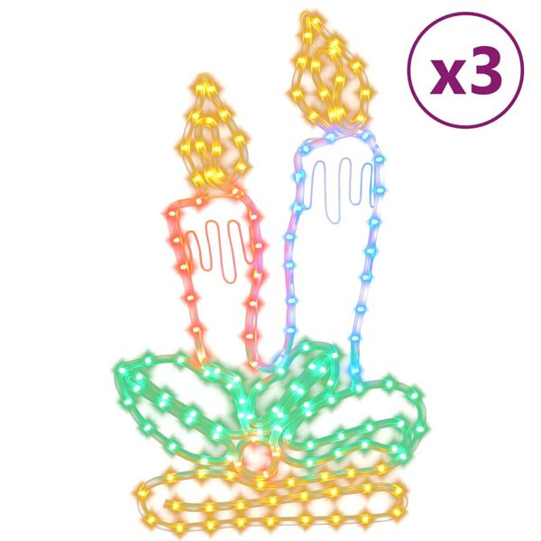 vidaXL Figurines de bougies de Noël avec 144 LED 3 pcs 70x42 cm