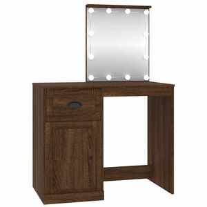 vidaXL Coiffeuse avec LED ch&ecirc;ne marron 90x50x132,5cm bois d'ing&eacute;nierie