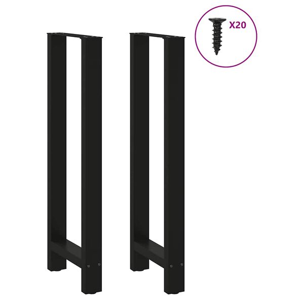 vidaXL Pieds de table de bar Noir 2 pi&egrave;ces 40 x (110-111) cm Acier