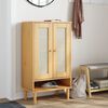 vidaXL Armoire &agrave; chaussures SENJA aspect rotin marron bois massif