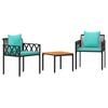 vidaXL Ensemble de meubles d'ext&eacute;rieur 3 pc Noir et turquoise