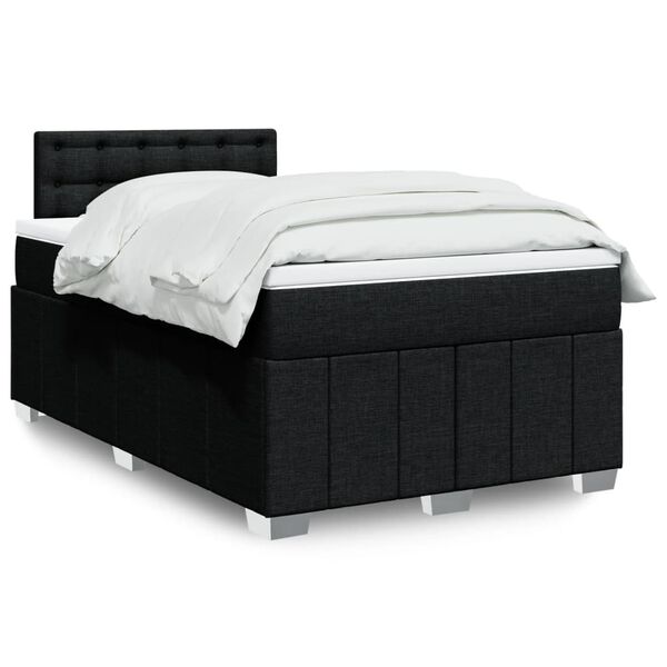 vidaXL Sommier &agrave; lattes de lit avec matelas noir 120x190 cm tissu
