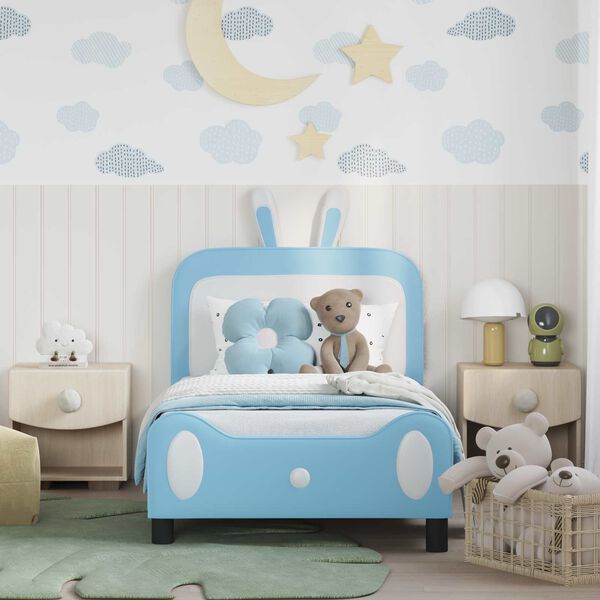 vidaXL Cadre de lit pour enfants avec tête de lit Bleu 80 x 160 cm PU