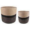 vidaXL Ensemble de Pots &agrave; Plantes 2 pc Naturel et noir &Oslash; 28 x 28 cm