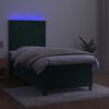 vidaXL Sommier &agrave; lattes de lit avec matelas et LED Vert fonc&eacute; 90x190cm
