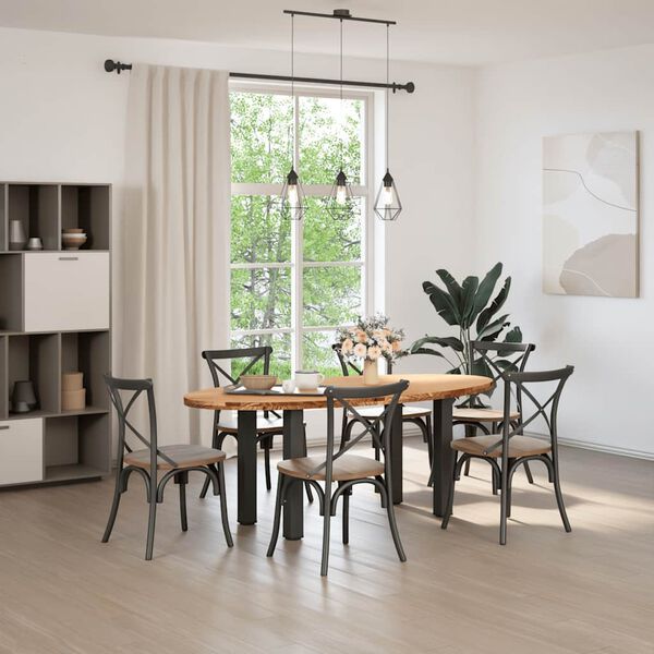 vidaXL Table à manger marron clair bois de chêne massif ovale