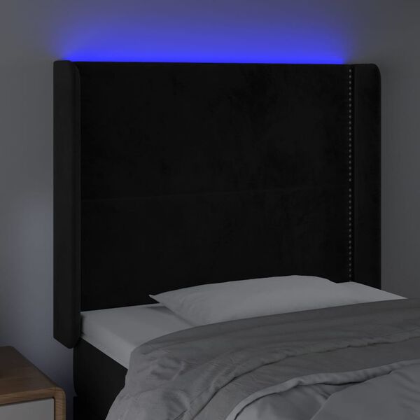 vidaXL T&ecirc;te de lit &agrave; LED Noir 83x16x118/128 cm Velours
