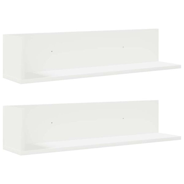 vidaXL &Eacute;tag&egrave;res murales 2 pcs blanc 75x16,5x16,5 cm bois d'ing&eacute;nierie