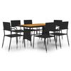 vidaXL Ensemble &agrave; manger d'ext&eacute;rieur 7 pcs R&eacute;sine tress&eacute;e Noir