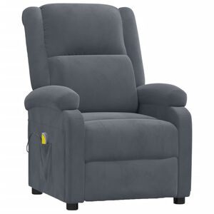 vidaXL Fauteuil de massage Gris fonc&eacute; velours