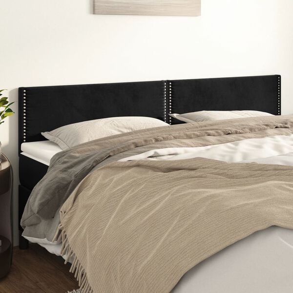 vidaXL T&ecirc;tes de lit 2 pcs Noir 90x5x78/88 cm Velours