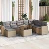 vidaXL Salon de jardin avec coussins 9 pcs beige r&eacute;sine tress&eacute;e
