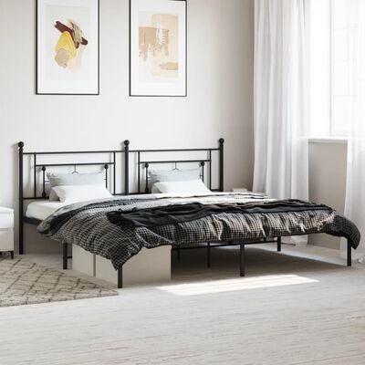 vidaXL Cadre de lit métal sans matelas avec tête de lit noir 193x203cm