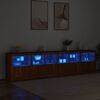 vidaXL Buffet avec lumi&egrave;res LED ch&ecirc;ne marron 283x37x67 cm