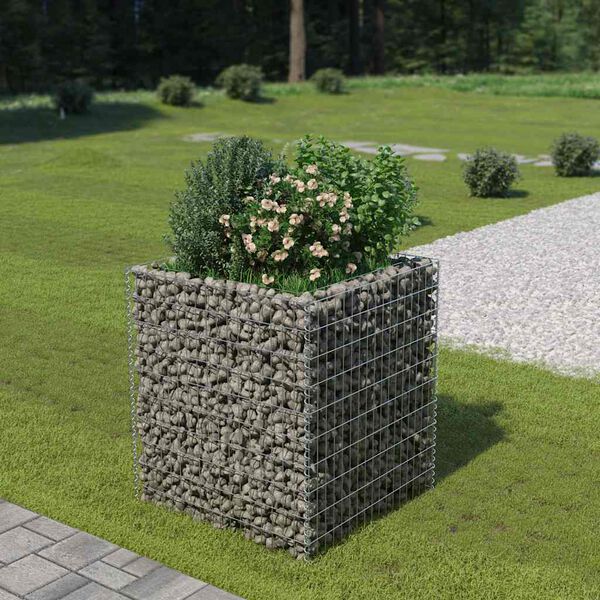 vidaXL Lit sur&eacute;lev&eacute; &agrave; gabion Acier galvanis&eacute; 90x90x100 cm