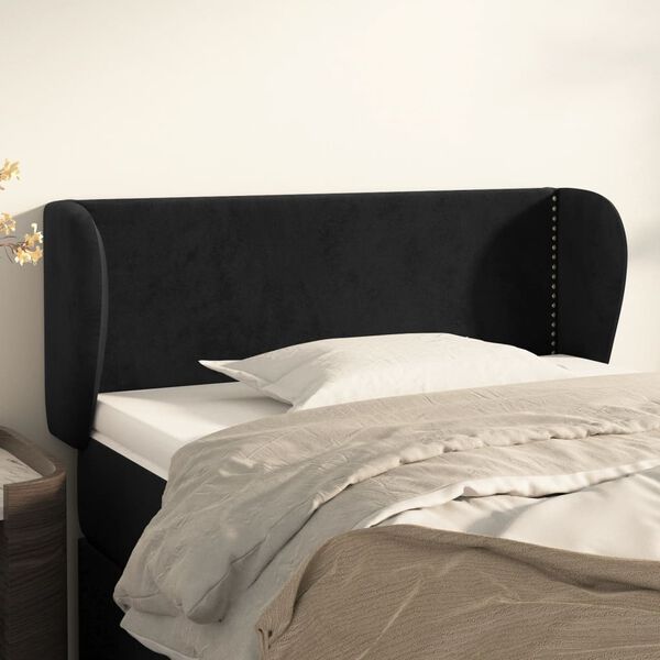 vidaXL T&ecirc;te de lit avec oreilles Noir 103x23x78/88 cm Velours