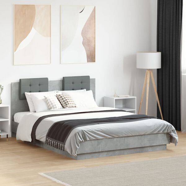 vidaXL Cadre de lit sans matelas gris b&eacute;ton 135x190 cm