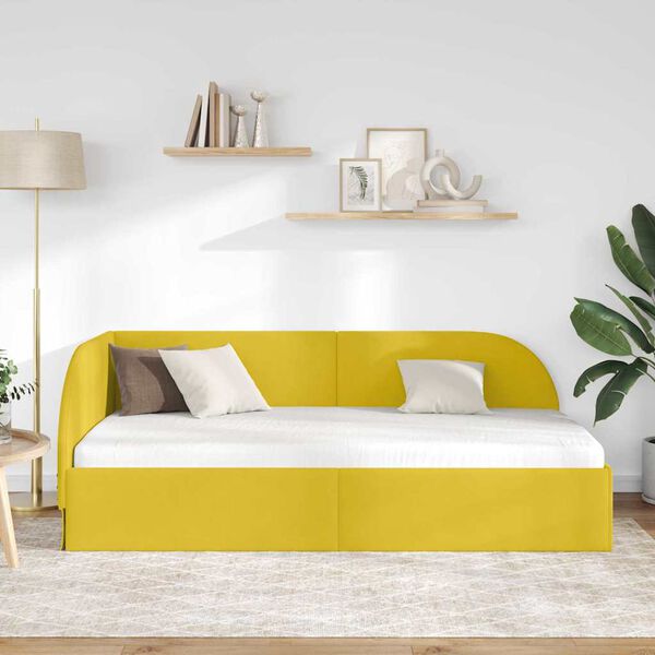 vidaXL Cadre de lit d'angle avec t&ecirc;te de lit Jaune 90 cm x 190 cm