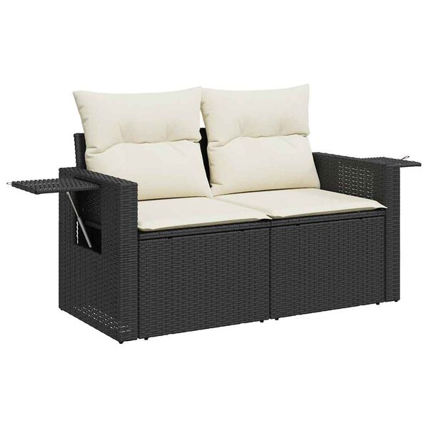 vidaXL Salon de jardin 9 pcs avec coussins noir r&eacute;sine tress&eacute;e