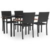 vidaXL Ensemble &agrave; manger de jardin 5 pcs Noir R&eacute;sine tress&eacute;e